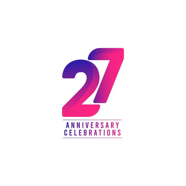 27 Years Anniversary Celebrations Vector Template Design Illustration — ストックベクタ