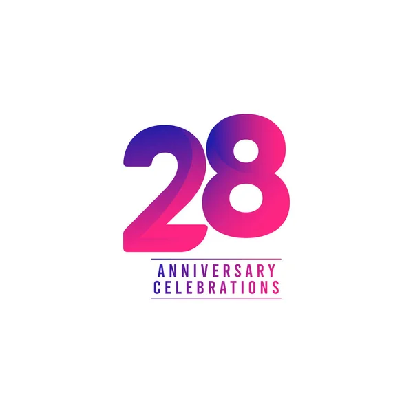 28 Years Anniversary Celebrations Vector Template Design Illustration — ストックベクタ