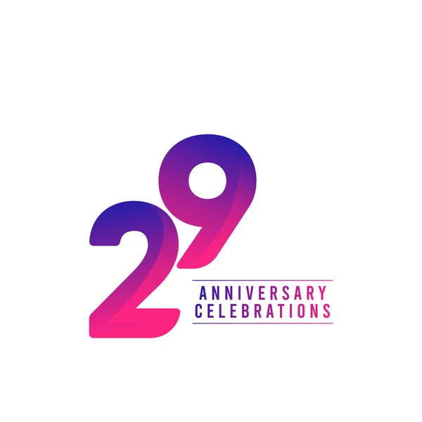 29 Years Anniversary Celebrations Vector Template Design Illustration — ストックベクタ