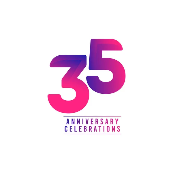 35 Años Celebraciones del Aniversario Vector Plantilla Diseño Ilustración — Vector de stock