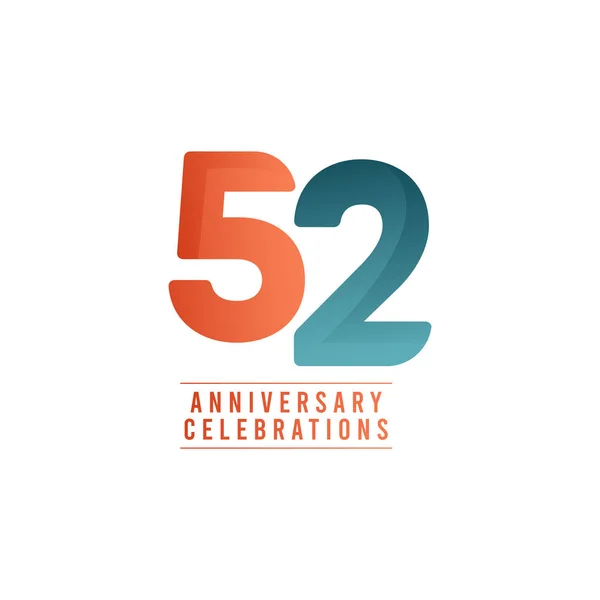 52 Años Celebraciones del Aniversario Vector Plantilla Diseño Ilustración — Vector de stock