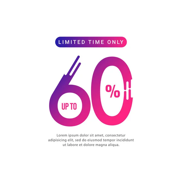 Discount up to 60% Limited Time Only Vector Template Design Illustration — Stock Vector