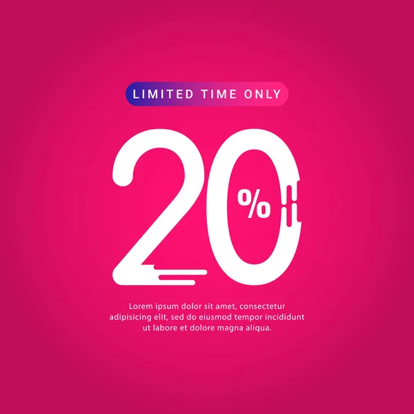 Discount up to 20% Limited Time Only Vector Template Design Illustration — Stock Vector