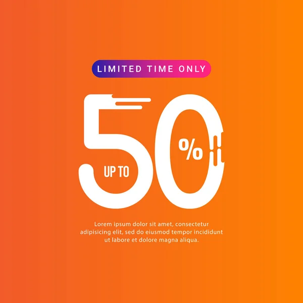 Discount up to 50% Limited Time Only Vector Template Design Illustration — Stock Vector