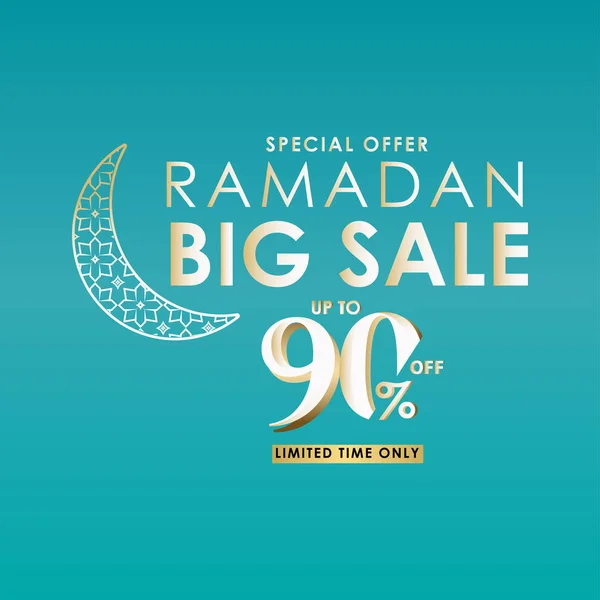 Oferta especial de Ramadán Big Sale hasta 90% descuento Ilustración de diseño de plantilla vectorial de tiempo limitado — Vector de stock