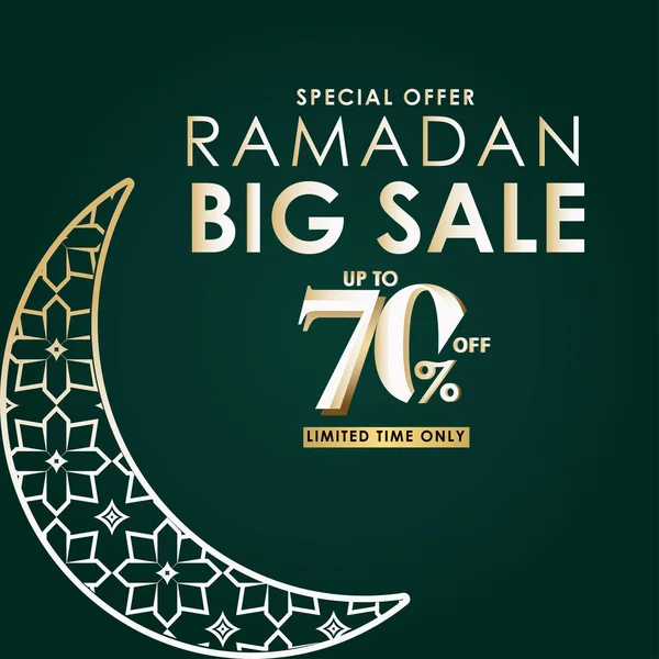 Oferta especial de Ramadán Big Sale hasta 70% descuento Ilustración de diseño de plantilla vectorial de tiempo limitado — Vector de stock