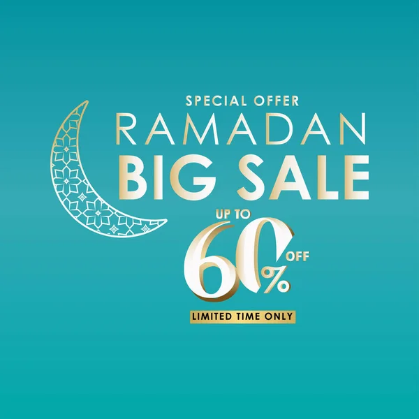 Oferta especial de Ramadán Big Sale hasta 60% descuento Ilustración de diseño de plantilla vectorial de tiempo limitado — Vector de stock