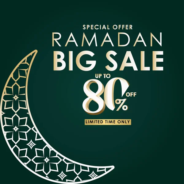 Oferta especial de Ramadán Big Sale hasta 80% descuento Ilustración de diseño de plantilla vectorial de tiempo limitado — Vector de stock