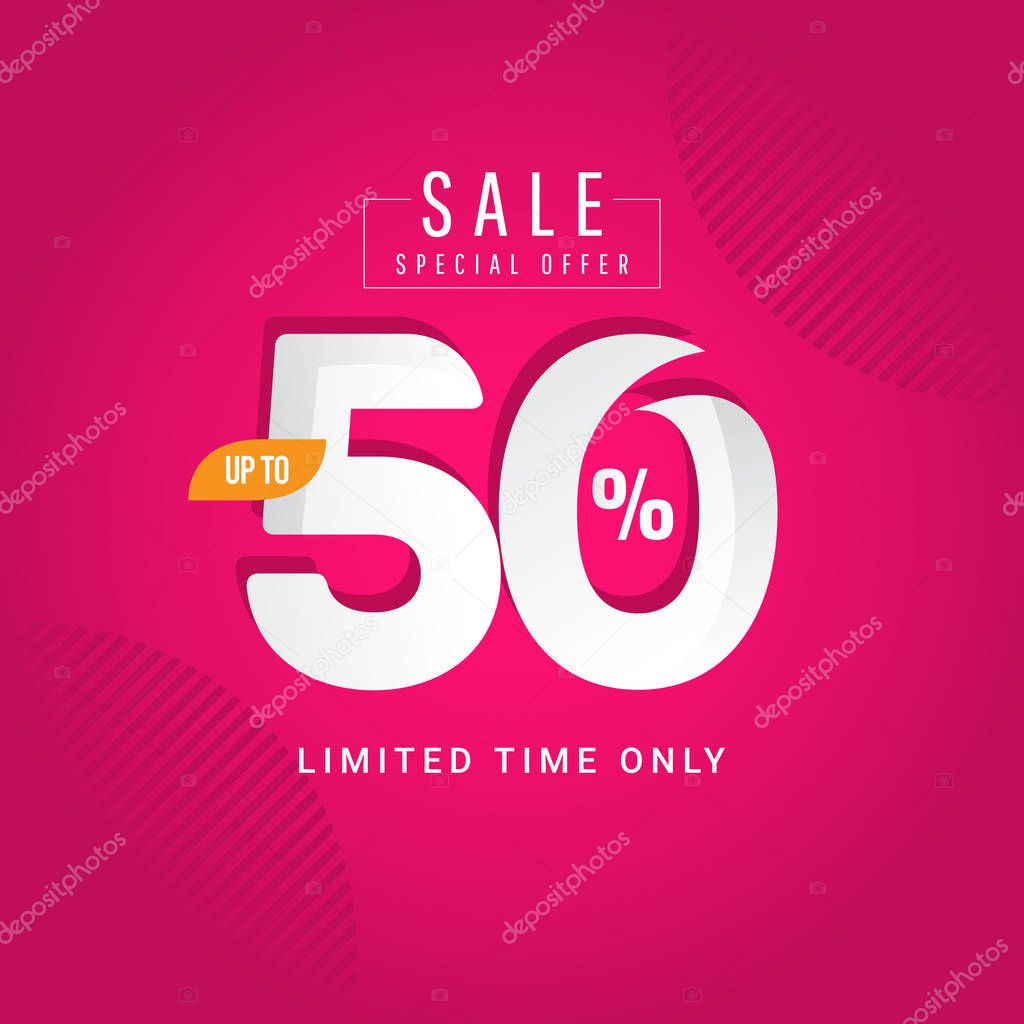 Sale Special Offer up to 50% Limited Time Only Vector Template Design Illustration