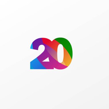 20 Yıl Yıldönümü Seçkin Renkli Vektör Şablon Tasarımı İllüstrasyonu