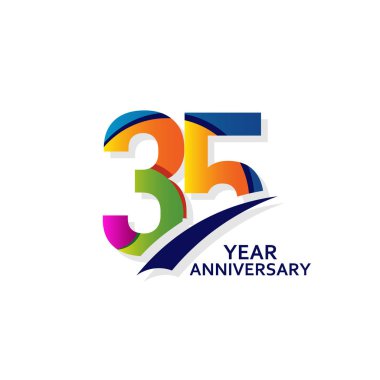 35 Yıl Zarif Yıldönümü Kutlama Şablonu Tasarım Çizimi