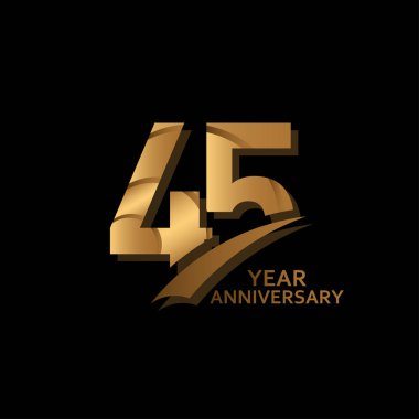 45 Yıl Altın Seçkin Yıldönümü Kutlama Şablonu Tasarım Çizimi