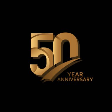 50 Yıl Altın Seçkin Yıldönümü Kutlama Şablonu Tasarım Çizimi