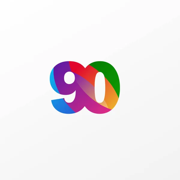 90 Tahun Ulang Tahun Perayaan Elegan Warna Vektor Templat Desain Ilustrasi - Stok Vektor