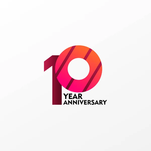 Celebración del aniversario de 10 años Vector Template Design Illustration — Archivo Imágenes Vectoriales