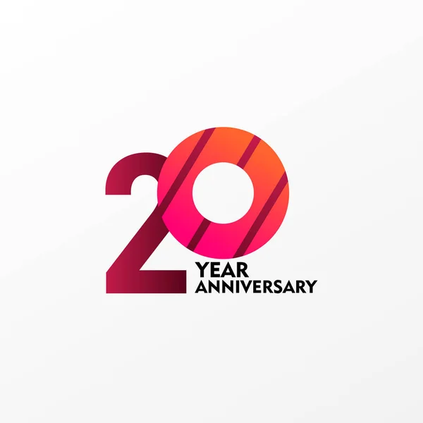 20 años de celebración del aniversario Vector Template Design Illustration — Archivo Imágenes Vectoriales