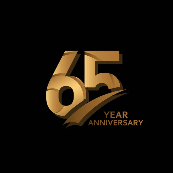 65 jaar goud Elegante verjaardag viering vector sjabloon ontwerp illustratie — Stockvector