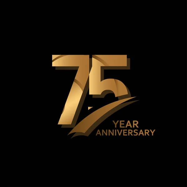 75 Años Oro Elegante Aniversario Celebración Vector Plantilla Diseño Ilustración — Vector de stock