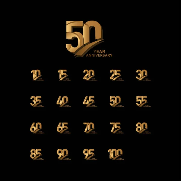 50 Years Gold Elegant Anniversary Celebration Vector Template Design Illustration — Stockový vektor