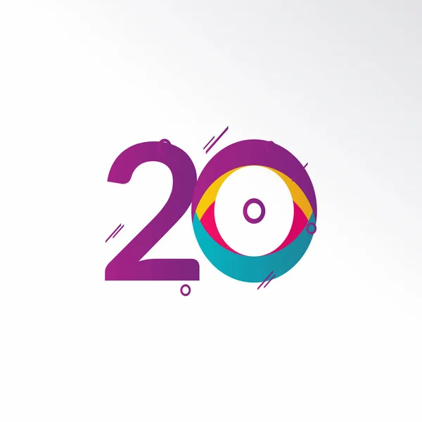 20 años de celebración del aniversario Vector Template Design Illustration — Archivo Imágenes Vectoriales