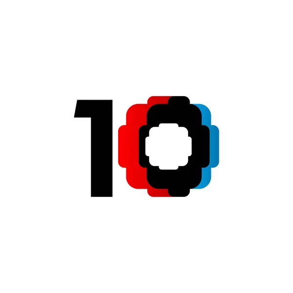 Celebración del aniversario de 10 años Vector Template Design Illustration — Archivo Imágenes Vectoriales