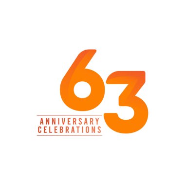 63 Yıl Yıldönümü Kutlaması Metin Vektör Şablonu Tasarım Çizimi