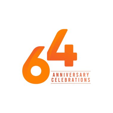 64 Yıl Yıldönümü Kutlaması Metin Vektör Şablonu Tasarım Çizimi