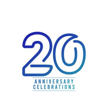20 Yıl Yıldönümü Kutlaması Metin Vektör Şablonu Tasarım Çizimi