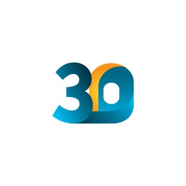 30 Yıl Yıldönümü Kutlaması Gradyan Mavi Vektör Şablon Tasarımı Çizimi