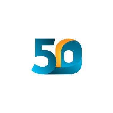 50 Yıl Yıldönümü Kutlaması Gradyan Mavi Vektör Şablon Tasarımı Çizimi