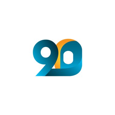 90 Yıl Yıldönümü Kutlaması Gradyan Mavi Vektör Şablon Tasarımı Çizimi