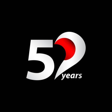 50 Yıl Yıldönümü Kutlaması Beyaz ve Kırmızı Şablon Tasarımı