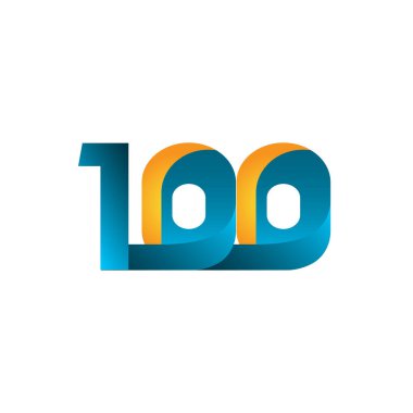 100 Yıl Yıldönümü Kutlaması Gradyan Mavi Vektör Şablon Tasarımı Çizimi