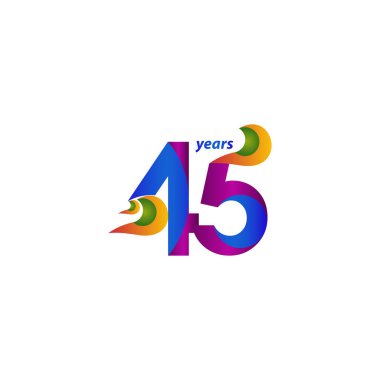 45 Yıl Yıldönümü Kutlaması Zarif Mavi Vektör Şablon Tasarımı Çizimi