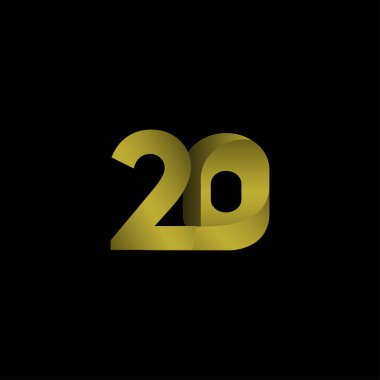 20 Yıl Yıldönümü Gradyan Altın Şablon Tasarımı Çizimi