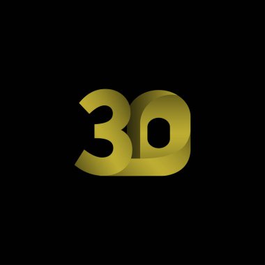 30 Yıl Yıldönümü Gradyan Altın Şablon Tasarımı Çizimi
