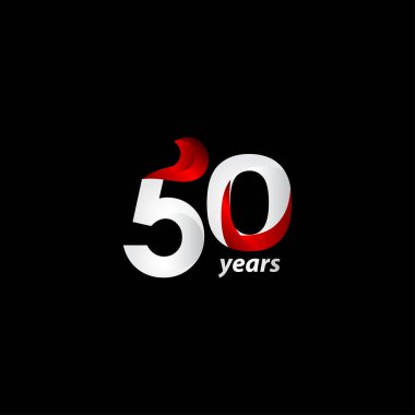 50 Yıl Yıldönümü Kutlaması Beyaz ve Kırmızı Şablon Tasarımı