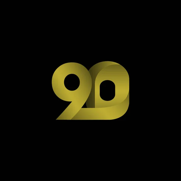 90周年記念グラデーションゴールドベクトルテンプレートデザインイラスト — ストックベクタ