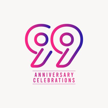 99 Yıl Yıldönümü Kutlaması Vektör Şablon Tasarımı Çizimi