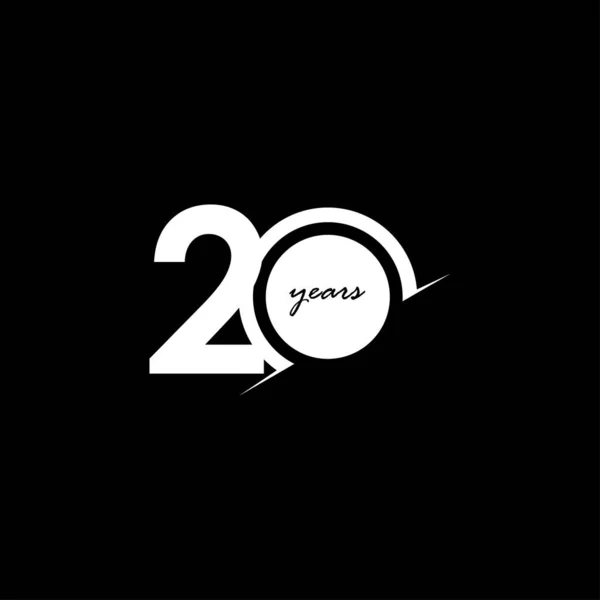 20 Years Anniversary Celebration Number White and Black Vector Template Design Illustration