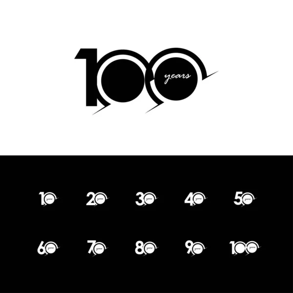 100周年庆祝活动白色及黑色矢量模板设计图解 — 图库矢量图片