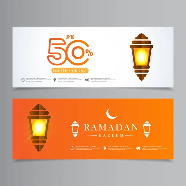 Ramadan Kareem Sale Discount Special Offer Limited Time Only Lantern — Stock Vector