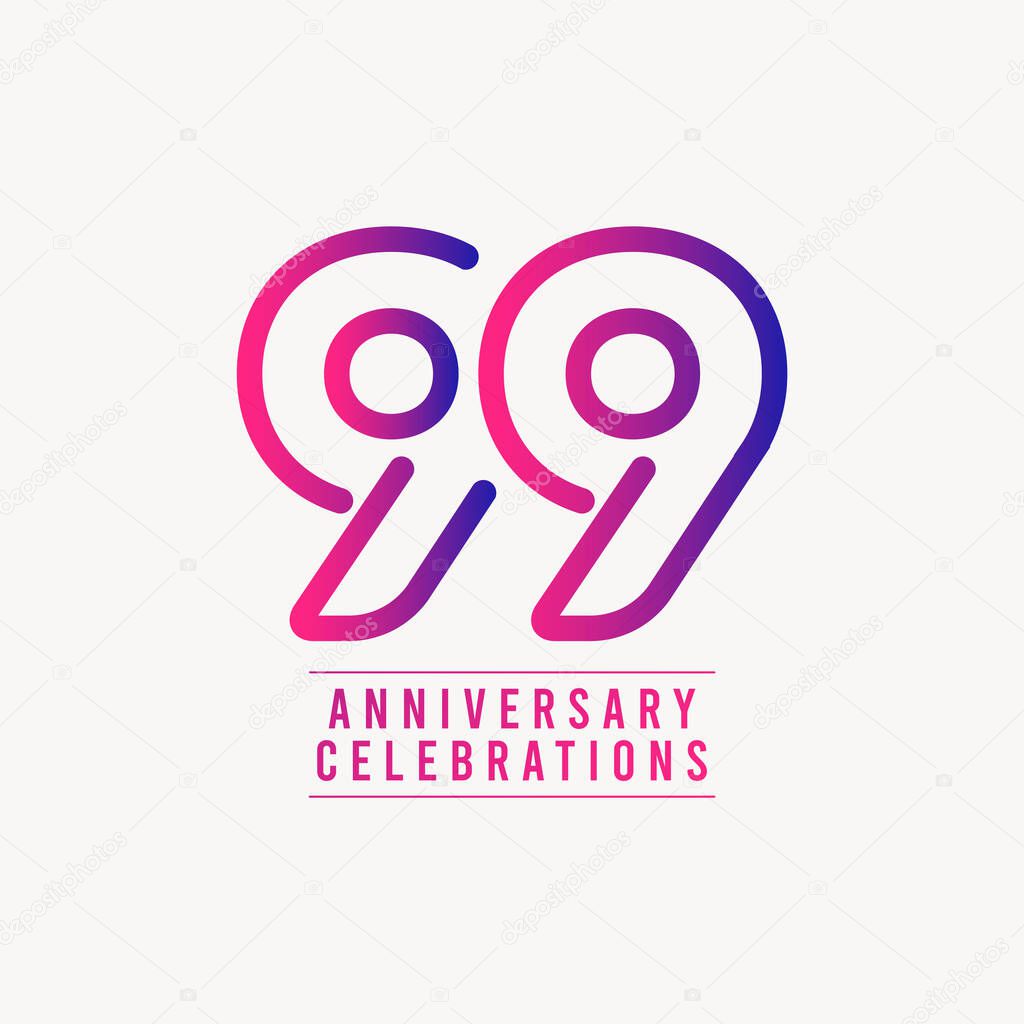99 Years Anniversary Celebration Number Vector Template Design Illustration