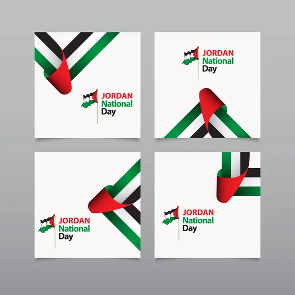 快乐约旦独立日庆祝矢量模板设计示例 — 图库矢量图片