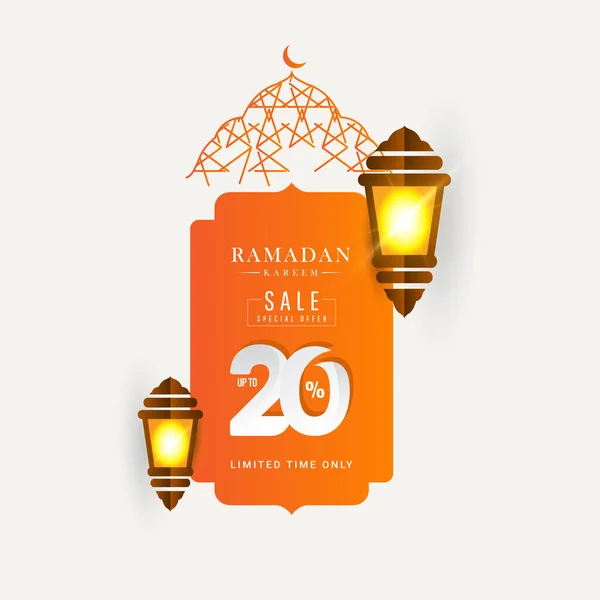 Ramadan Kareem Sale Discount Special Offer Limited Time Only Lantern — Stock Vector