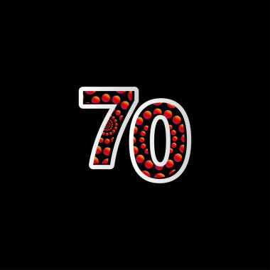 70 Yıldönümü Kutlama Baloncuğu Kırmızı Vektör Şablonu Tasarım Çizimi