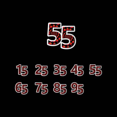 55 Yıldönümü Kutlama Baloncuğu Kırmızı Vektör Şablonu Tasarım Çizimi