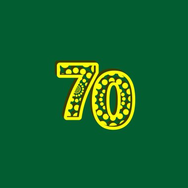 70 Yıldönümü Kutlama Baloncuğu Sarı Vektör Şablonu Tasarım Çizimi
