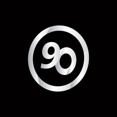 90. Yıldönümü Kutlama Çemberi Gümüş Şablon Tasarımı Çizimi