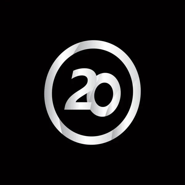 20周年記念サークルシルバーナンバーベクトルテンプレートデザインイラスト — ストックベクタ